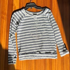 Disney Navy and White Striped Sweatshirt